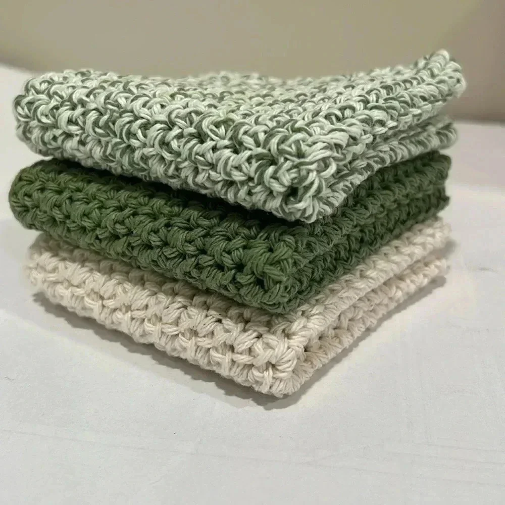 Hand Crocheted Washcloth/Dishcloth - Set of 3
